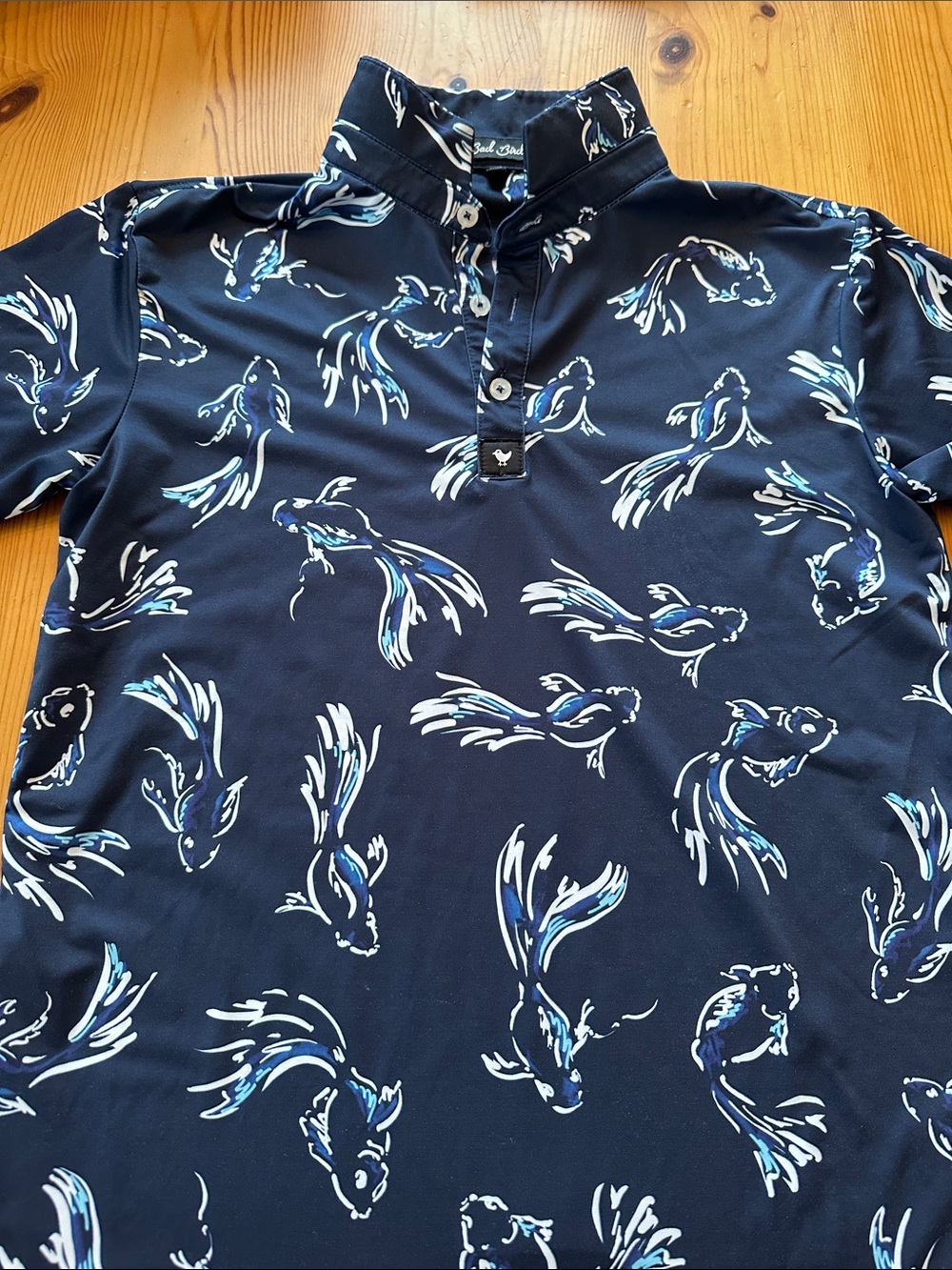Bad Birdie Youth XL Navy Koi print Polo Shirt